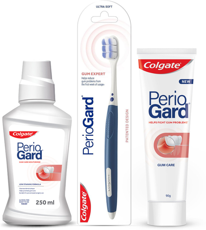 Colgate PerioGard Gum Care Expert - Ultra Soft Toothbrush 1pc, Mouthwash 250ml & 90gm Toothpaste(90 g, Pack of 3)