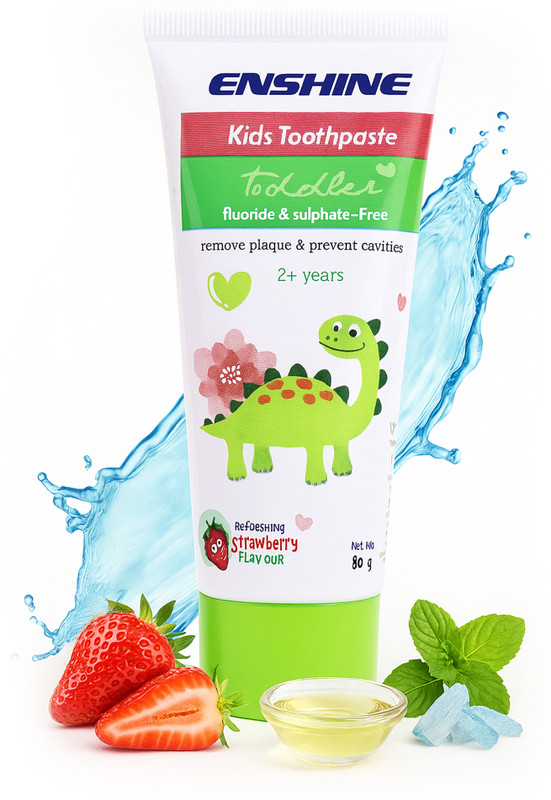 Enshine Strawberry Flavour Kids Toothpaste Natural Safe & Gentle Strengthens Teeth Toothpaste(80 g)