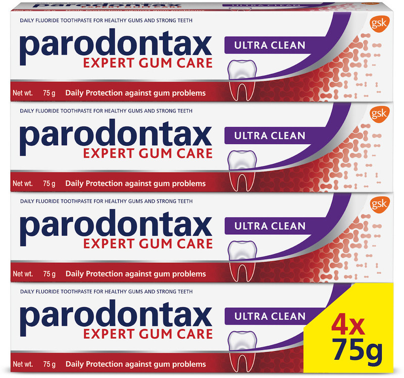 Parodontax Ultra Clean 75g Toothpaste,4X more effective at plaque removal, Daily protection Toothpaste(300 g, Pack of 4)
