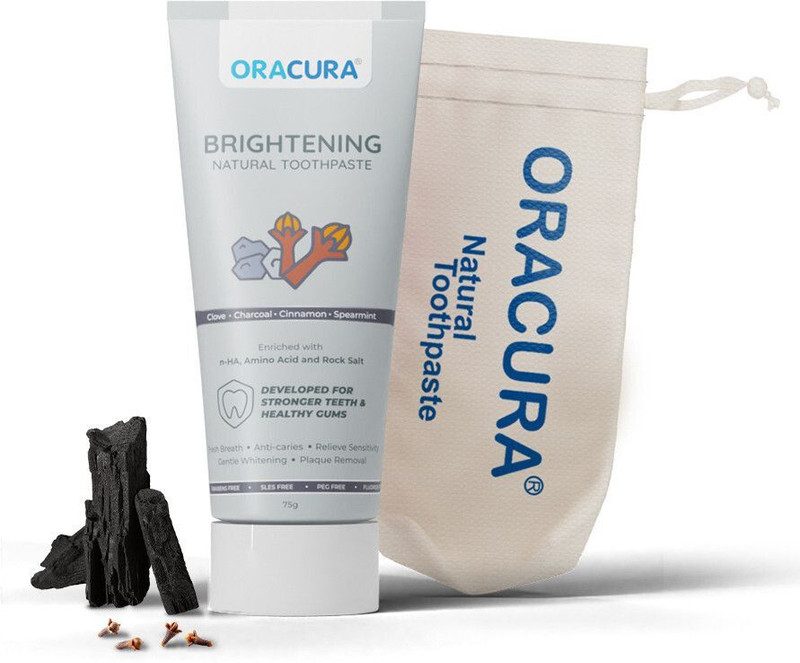 ORACURA Natural Toothpaste for Brightening (Charcoal) | Developed for Stronger Teeth Toothpaste(75 g)