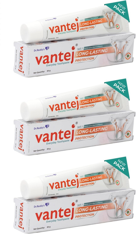 Vantej Dr Reddy's Long Lasting Sensitivity Protection Toothpaste (50g x 3) Toothpaste(150 g, Pack of 3)