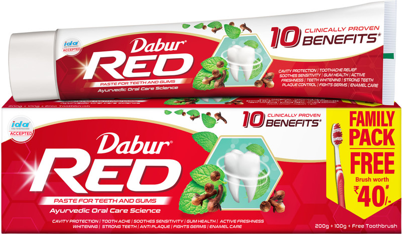 Dabur Red Paste |Family Saver Pack |Treats Bad Breath |Cavity Protection| 13 Herbs Toothpaste(300 g)