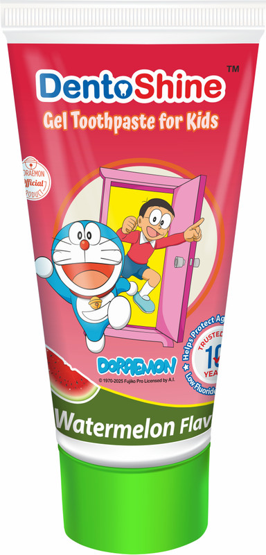 Dentoshine Gel Toothpaste for Kids Watermelon (Doraemon) | Trusted for 10+years | (Ages 2+) Toothpaste(80 g)