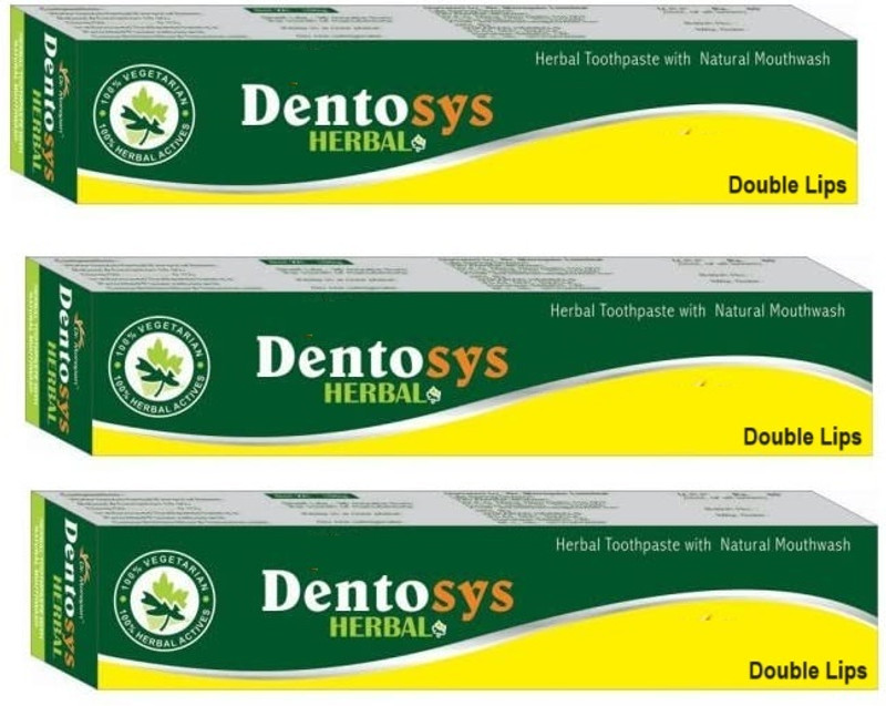 DOUBLE LIPS Dentosys Herbal Toothpaste Pack Of 3 Toothpaste(300 g, Pack of 3)