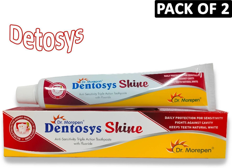 Dentosys Shine Helps Whiten Teeth Naturally with Gentle Polishing & Reduce Plaque Toothpaste(200 g, Pack of 2)