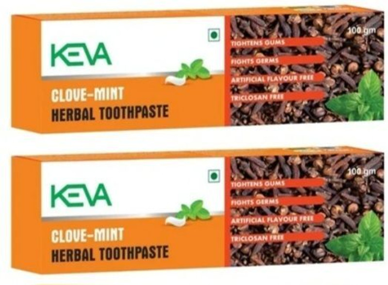 KEVA Anti-Cavity Toothpaste | Fresh breath | Clove Oil Relieves 100% Organic Toothpaste(200 g, Pack of 2)