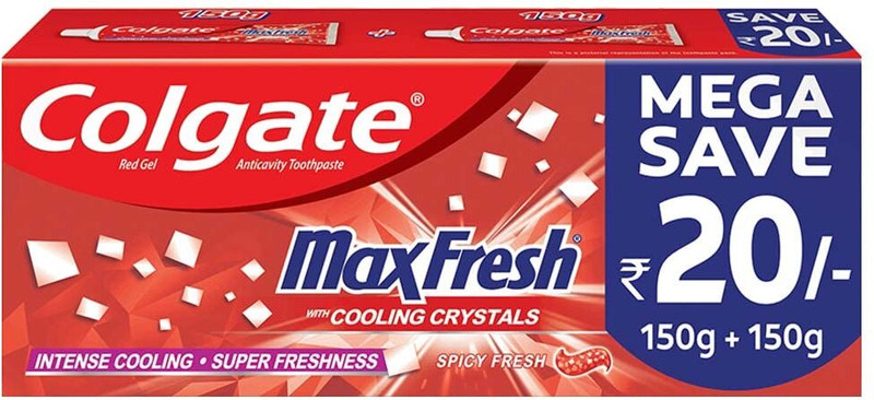 Colgate maxfresh Anticavity Toothpaste Gel, Spicy Fresh (150g x 2, Pack of 2) Toothpaste(300 g)