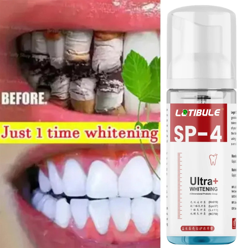 Latibule Ultra + Teeth Whitening Foam Plaque Removal,Gum Care,Anticavity,Vegan - Fresh(60 ml)