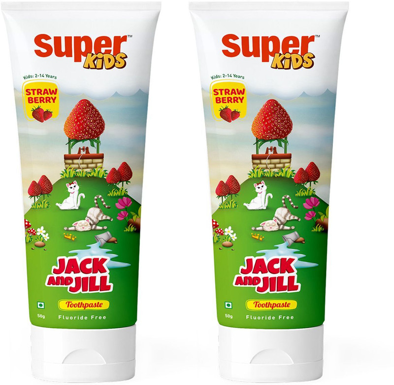 Super Kids Jack and Jill Strawberry Kids Toothpaste | Cavity Protection | 50 Gm Toothpaste(50 g, Pack of 2)