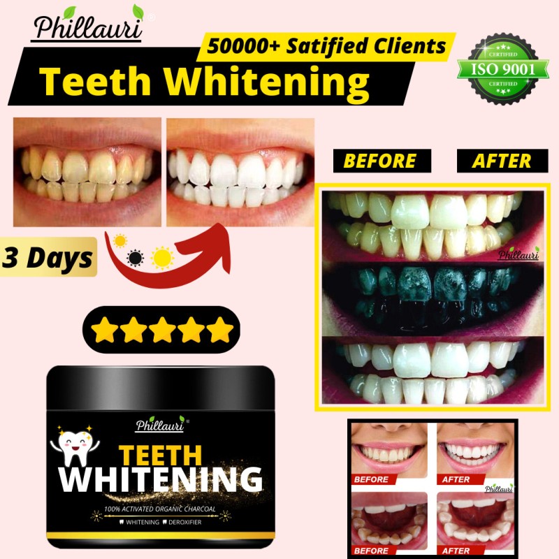 Phillauri Teeth Whitening Charcoal Powder Gutka Stain and Yellow Teeth Removal Powder  (50 g)