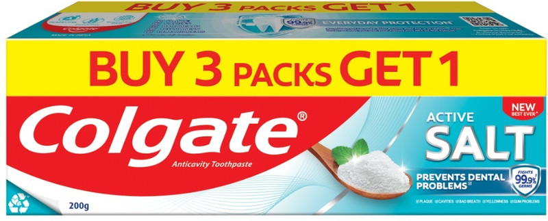 Colgate Active SaltToothpaste, Daily Germ Protection, HealthyGum & Teeth(Buy 3 Get 1) Toothpaste(800 g)