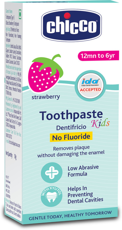 Chicco Strawberry Flavour 1-6Y, Fluoride & Preservative-Free Toothpaste(50 g)