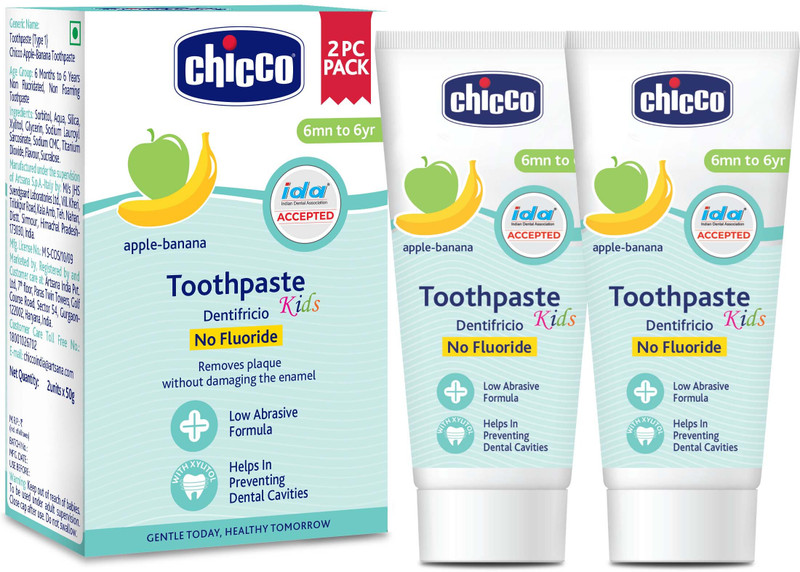 Chicco Toothpaste Apple Banana 6M-6Y NOFL 50G 2P Toothpaste(100 g)