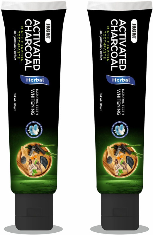 Jagat Devsutra Dr. Trusted Ayurvedic HERBAL Activated Charcoal Toothpaste for Teeth Whitening - 100% Natural Formula with Mint Flavour, No Fluoride & Artificial Colours Toothpaste(250 g, Pack of 2)