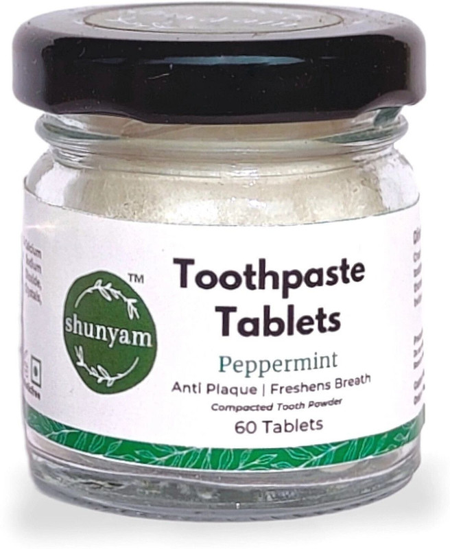 Shunyam Toothpaste Tablets Fluoride Free - Anti Plaque Peppermint (60 tabs) Toothpaste(20 g)