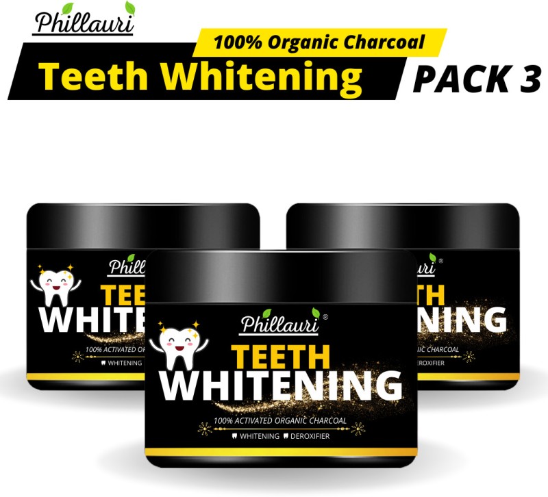 Phillauri Teeth Whitening Powder Activated Charcoal for Natural Teeth Whitening  (150 g, Pack of 3)