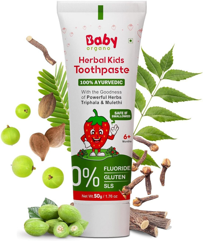 BabyOrgano HERBAL KIDS TOOTHPASTE With the goodness of Powerful Herbs Baboolg & Mulethi 50g Toothpaste(50 g)