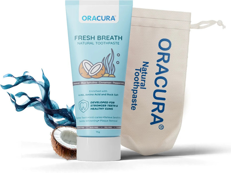 ORACURA Natural Toothpaste for Fresh Breath (Coconut) | Developed for Stronger Teeth Toothpaste(75 g)