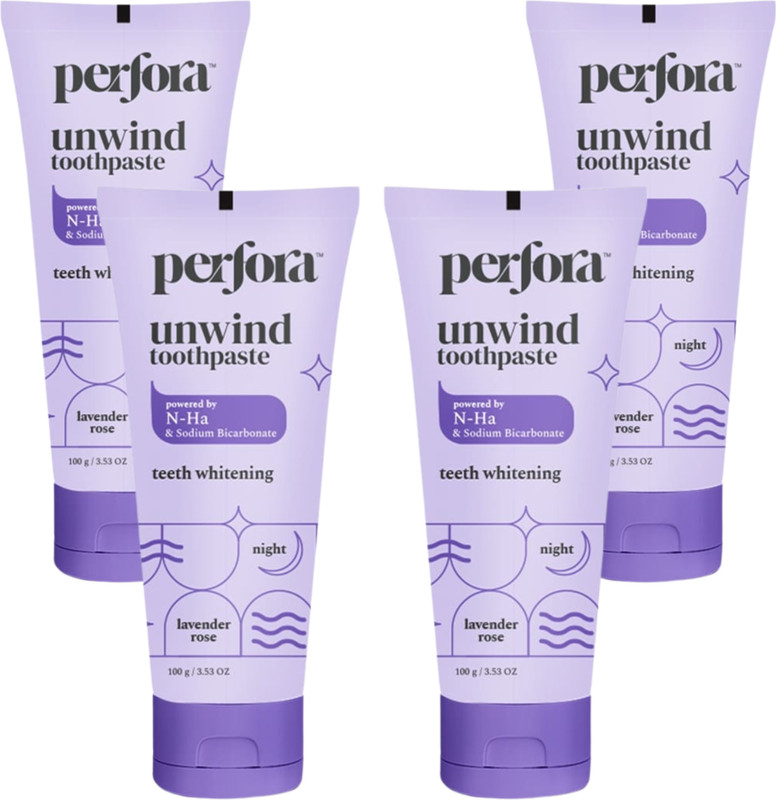 Perfora Unwind Tooth paste, Lavender Rose, 100g, SLS & Fluoride Free Teeth Whitening Toothpaste(400 g, Pack of 4)