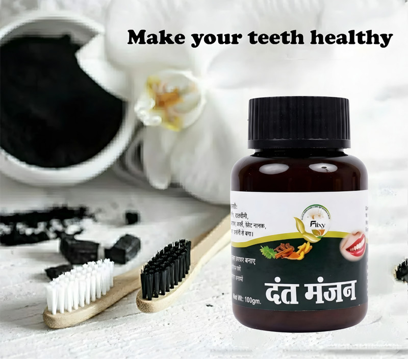 FLIXY Dant Manjan Powder for Strong Teeth & Healthy Gums (100g) Toothpaste(100 g, Pack of 4)
