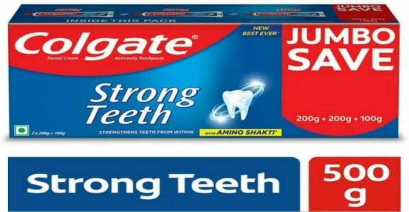 Colgate Strong Teeth Strong You ## Pack Of (200g+200g+100g) Toothpaste(500 g)