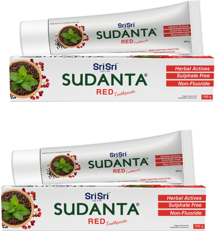 Sri Sri Tattva Sudanta Red Toothpaste for Strong Teeth & Healthy Gums | 200 g (Pack of 2) Toothpaste(400 g, Pack of 2)
