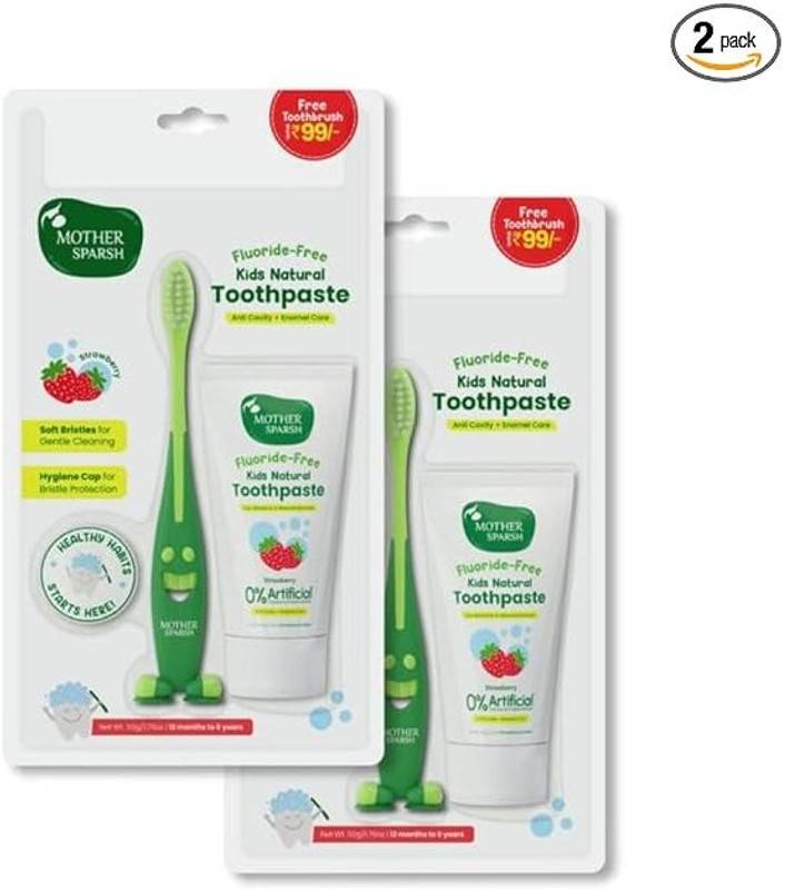 Mother Sparsh Strawberry Kids Natural Toothpaste Toothpaste(100 g, Pack of 2)