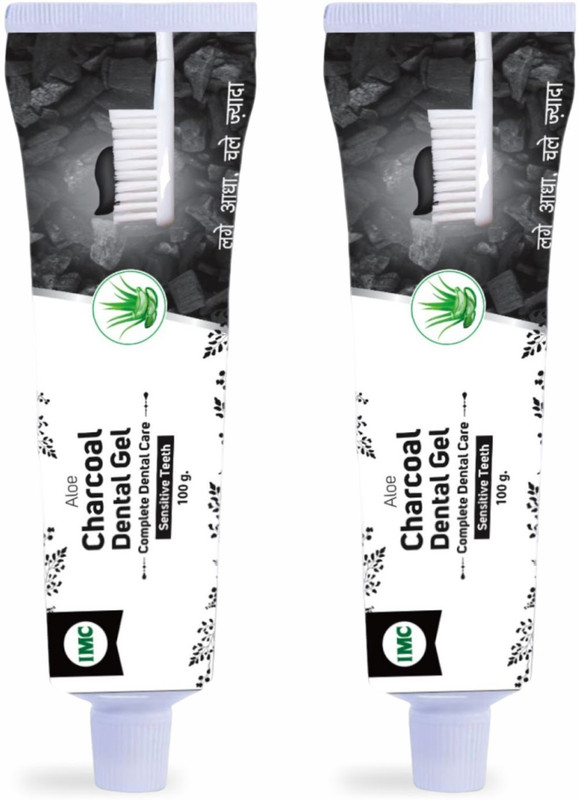 IMC Aloe Charcoal Dental Gel For Teeth Whitening, Cavity Protection,Fresh Breath(P2) Toothpaste(200 g, Pack of 2)