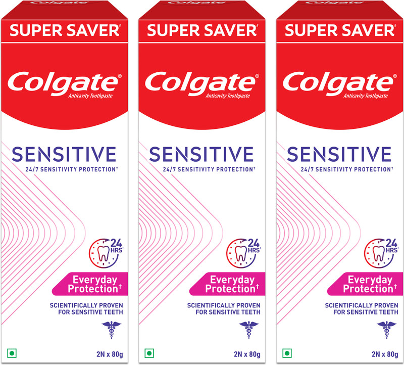 Colgate Sensitive Everyday Protection Tooth paste for Sensitive Teeth, Combo Pack 160gx3 Toothpaste(480 g, Pack of 3)