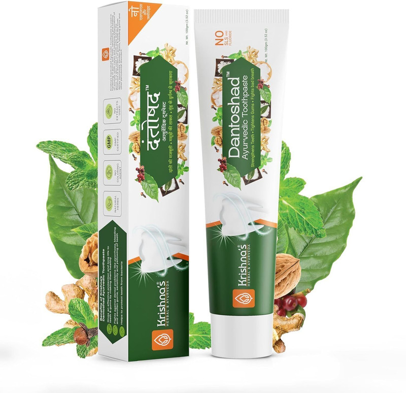 Krishna's Herbal & Ayurveda Dantoshad Toothpaste For Strong & Healthy Teeth, Gums With 15 Ayurvedic Herbs Toothpaste(100 g)