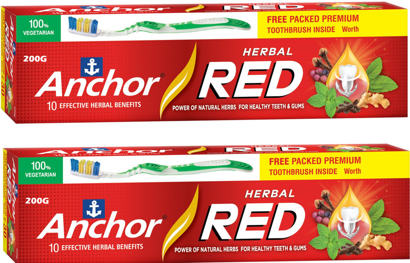 ANCHOR Herbal Red Natural Herbs Toothpaste Toothpaste(200 g, Pack of 2)