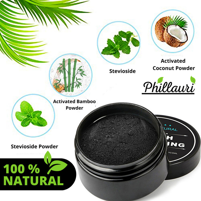 Phillauri Coconut Shell Charcoal Teeth Whitening Powder Remove Bad Breath and Clean Teeth (50 g)