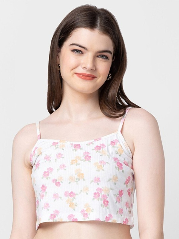Spykar Casual Sleeveless Printed Women White Top