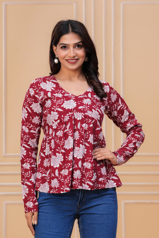 GUNAKSHI CREATIONS Formal Printed Women Pink Top