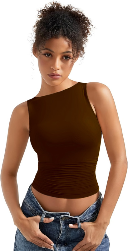 Sightbomb Casual Solid Women Brown Top