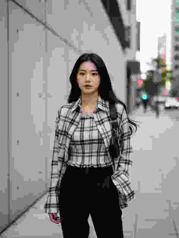 Emmy Word Women Checkered Casual White, Black Shirt