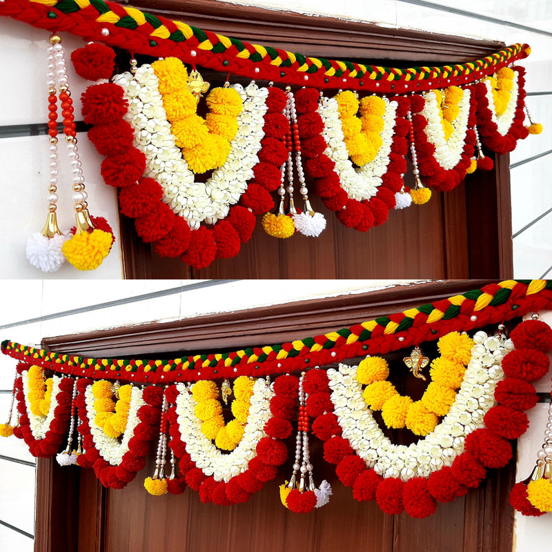 SATVIK CREATIONS Authentic Handcrafted : Celebrating Artistic Heritage Toran(Made of Acrylic Yarn & Beads -Made In India)