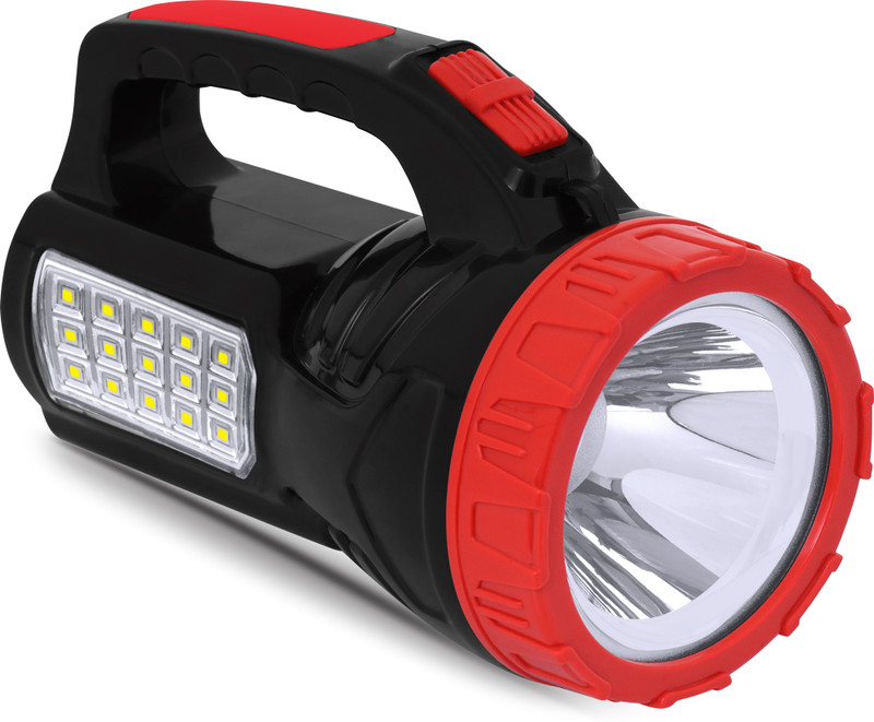 Trillsun Rechargeable 2 in 1 Long Range Search Torch With Table Desk Lantern Floor Lamp Torch(Red, Black, 15 cm, Rechargeable)