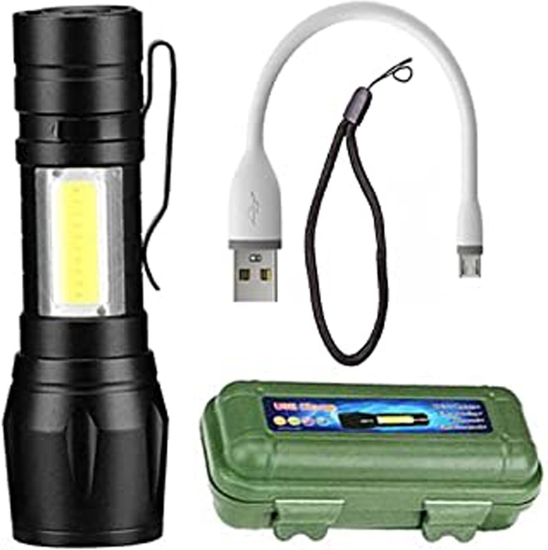 Small Sun Portable Lightweight Torch Rechargeable Small Bright LED Flashlight Torch(Black, 9.5 cm, Rechargeable)