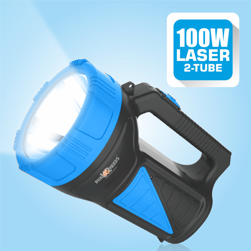 Daily Needs Shop 50W Solar Rechargeable 2 In 1 Long Range Torch With 2 Side Bright Tube Light 6 hrs Torch Emergency Light(Blue)