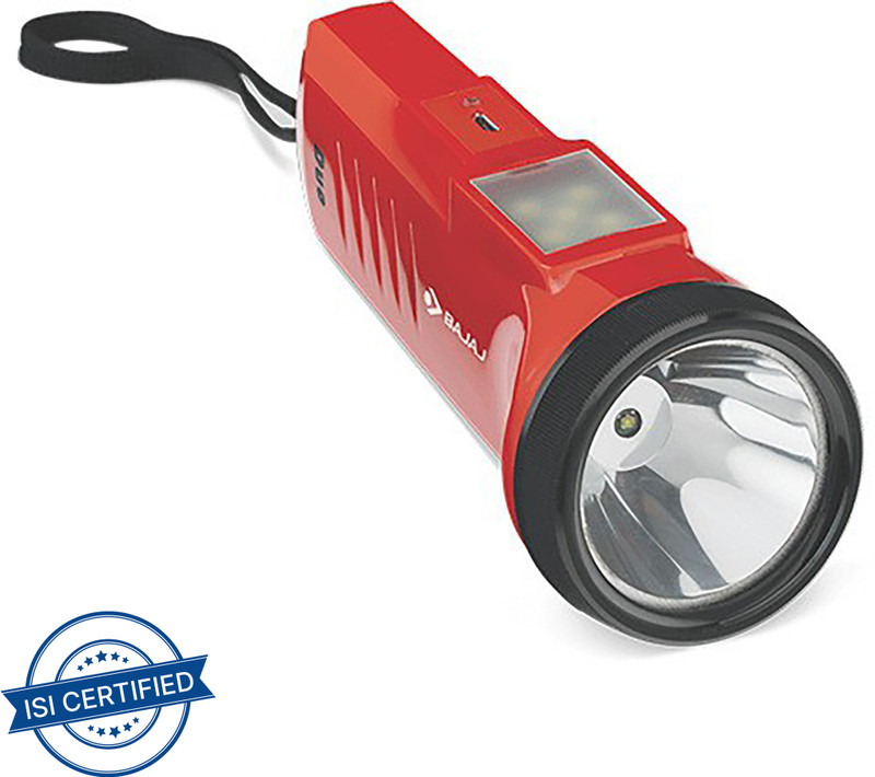 BAJAJ Raftaar Deo 1.5 Watt Led Torch(Red, Orange, Black, 12 cm, Rechargeable)