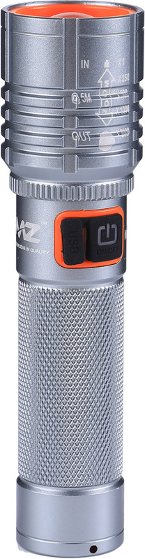 MZ 035 (ZOOMABLE METAL)5 Modes Flashlight, Super Bright Cree T6 LED Light Torch(Black, 13.5 cm, Rechargeable)