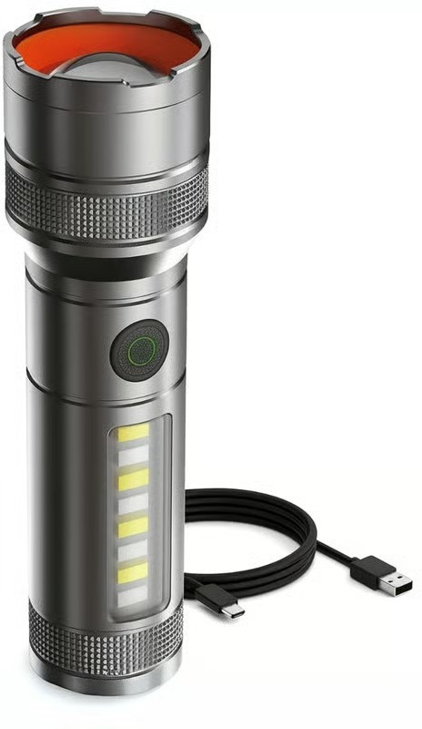 Zeno volt M-15 Metal Body High-Powered Tactical LED Flashlight Torch Torch(Black, 15.5 cm, Rechargeable)