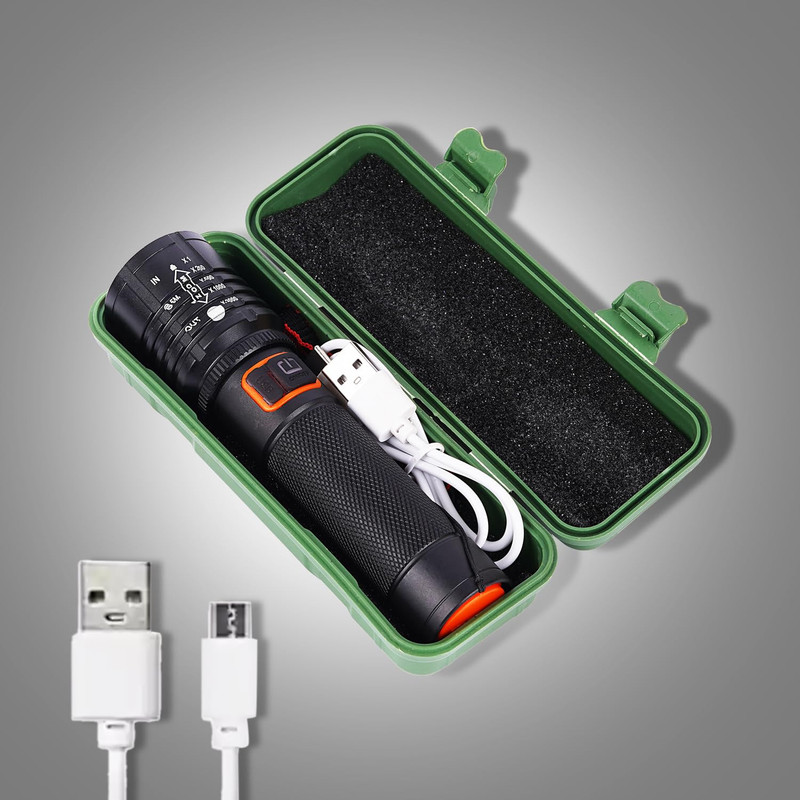 TANSHA 035 Focus Zoom Torch Light with 3 Modes Adjustable for Emergency Activities 6 hrs Torch Emergency Light(Black)