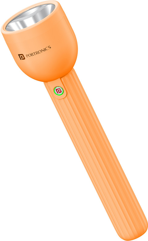 Portronics Eco Glow Rechargeable LED Flash Light with 300 Lumen, 3W, Type C Input Torch(Orange, 23 cm, Rechargeable)