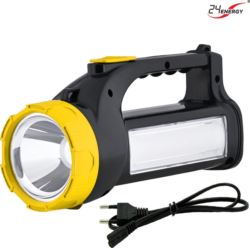24 ENERGY Long Range Laser Torch with Side SMD Light | Yellow Torch(Yellow, Black, 19.7 cm, Rechargeable)