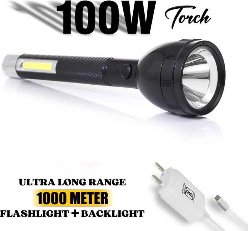 FIRSTLIKE Laser LED Torch + Bright Back Tube Rechargeable with Charger Torch(Multicolor, 28 cm, Rechargeable)