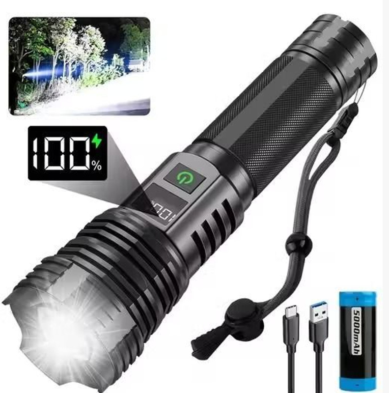Dazzel Flex 9050 Rechargeable Super Bright Torch High Power Flashlight for Camping Hiking Torch(Black, 27 cm, Rechargeable)
