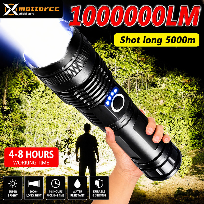 CRENTILA Super Flash Lights, Zoomable, 5 Modes, Flashlight For Framer, Garden, Security Torch(Black, 16.5 cm, Rechargeable)