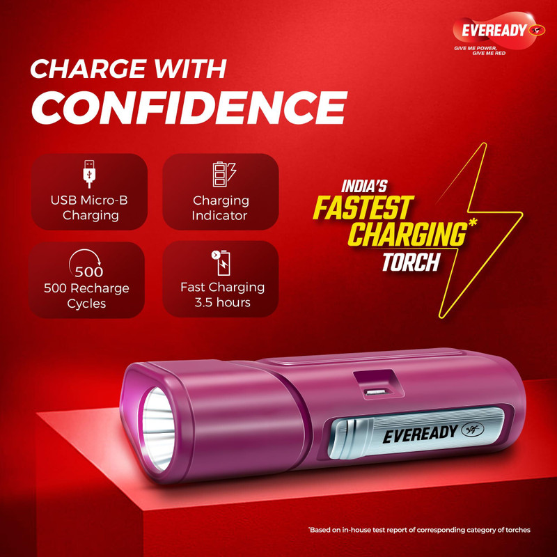 EVEREADY Pocketlite DL100 Cum Emergency Torch(Maroon, 10 cm, Rechargeable)